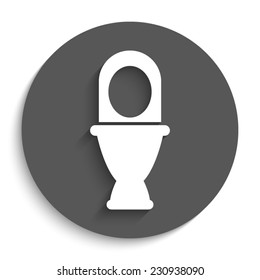 Toilet   - vector icon with shadow on a round grey button