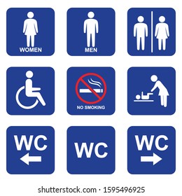 toilet vector icons set, boy or girl restroom wc. Vector Illustration