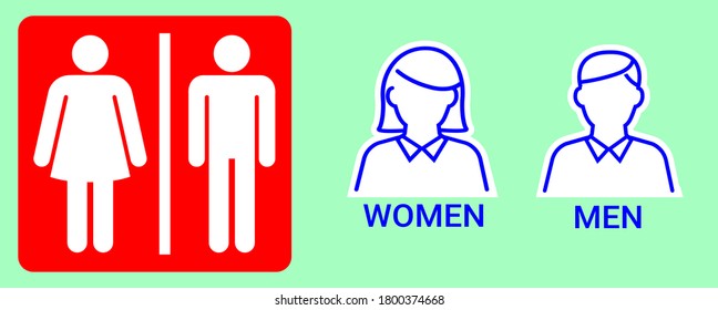 toilet vector icons set, boy or girl restroom symbols