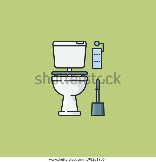 Toilet\
vector illustration for World Toilet Day. Water closet, toilet\
paper and toilet brush. Household fixture\
symbol.