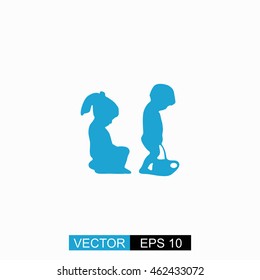 Toilet vector. Isolated blue icon on white background.