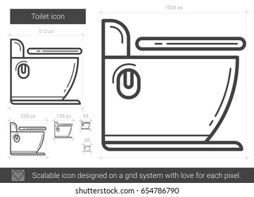 Icono de línea vectorial de inodoro aislado en fondo blanco. Icono de línea de inodoro para infografía, sitio web o aplicación. Icono escalable diseñado en un sistema de cuadrícula.