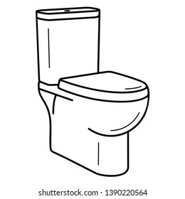 Toilet. Vector outline icon isolated on white background.