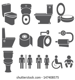 Toilet Vector Set, Toilet Icons Set