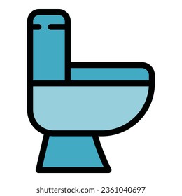 Toilet view icon outline vector. Wc restroom. Woman door color flat