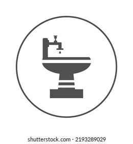 Toilet Wash Sink Tap Icon | Circle Version Icon |