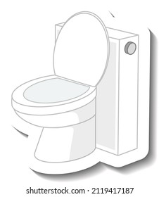 Toilet with water-flush on white background illustration