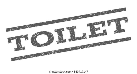 Toilet watermark stamp. Text tag between parallel lines with grunge design style. Rubber seal stamp with unclean texture. Vector grey color ink imprint on a white background.