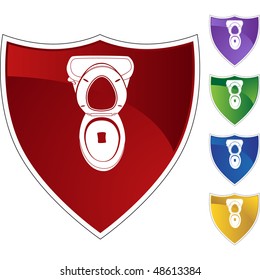 Toilettenwebknopf einzeln auf Hintergrund.