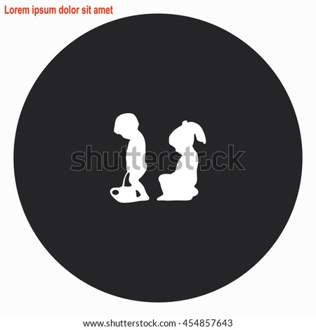 Toilet web icon. Gray circle button with white illustration.