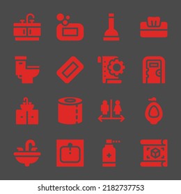 toilet web icons. Bathroom and Soap, Tissue and Public toilet symbol, vector signs