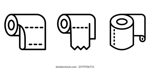 toilet-paper outline or line icon design bundle.