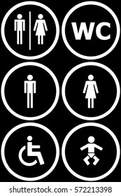 Toilet/Restroom Icons Set Black. Vector.