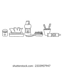 toiletries hand drawn doodle illustrations vector set