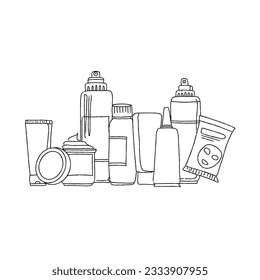 toiletries hand drawn doodle illustrations vector set