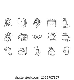 toiletries hand drawn doodle illustrations vector set