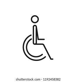 Toilets disabled vector icon. Style is flat rounded wc symbol, black color, white background.