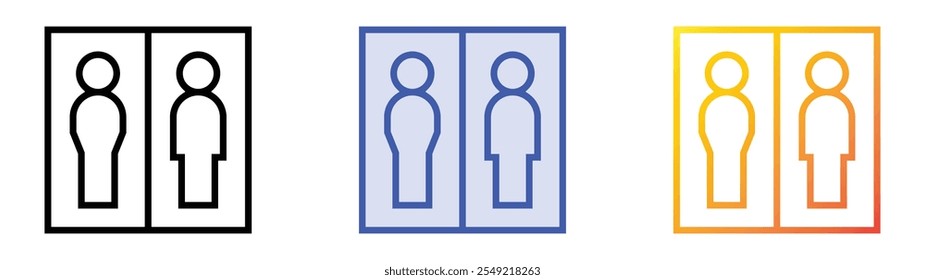 toilets icon. Linear, Blue Fill and Gradient Style Design Isolated On White Background