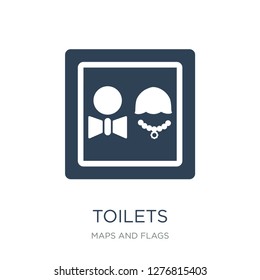 toilets icon vector on white background, toilets trendy filled icons from Maps and Flags collection, toilets vector illustration