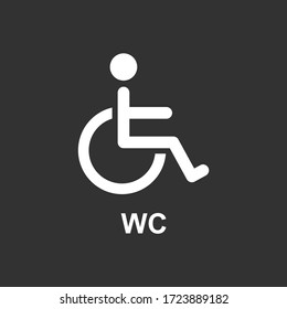 Toilets vector icon. Handicap toilet sign, toilet icons on black background.