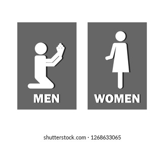 Toilets vector icon on white background. Restroom illustration includes lady and gentleman figures. Male and Female Bathroom Sign.  logo men and women.