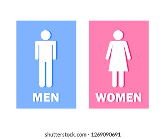 Toilets vector icon on white background. Restroom illustration includes lady and gentleman figures. Male and Female Bathroom Sign.  logo men and women.