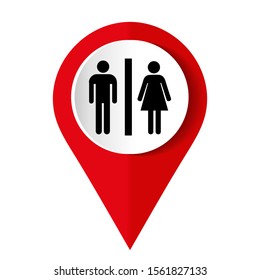 Toilets vector icon.  Restroom illustration includes lady and gentleman figures.