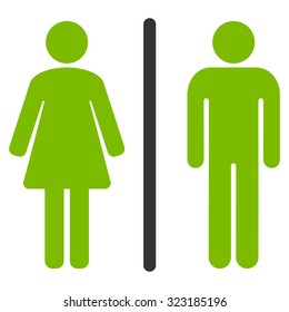Toilets vector icon. Style is bicolor flat symbol, eco green and gray colors, rounded angles, white background.
