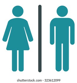Toilets vector icon. Style is bicolor flat symbol, soft blue colors, rounded angles, white background.