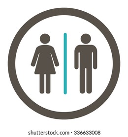 Toilets vector icon. Style is bicolor flat rounded symbol, grey and cyan colors, rounded angles, white background.