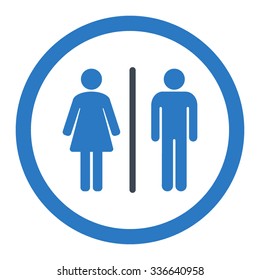 Toilets vector icon. Style is bicolor flat rounded symbol, smooth blue colors, rounded angles, white background.