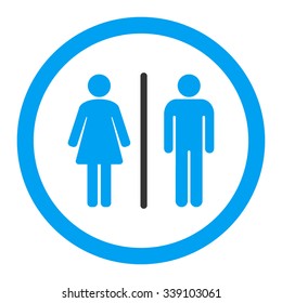 Toilets vector icon. Style is bicolor flat rounded symbol, blue and gray colors, rounded angles, white background.