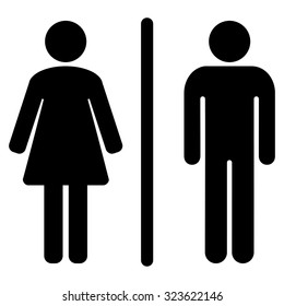 Toilets vector icon. Style is flat symbol, black color, rounded angles, white background.