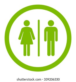 Toilets vector icon. Style is flat rounded symbol, eco green color, rounded angles, white background.
