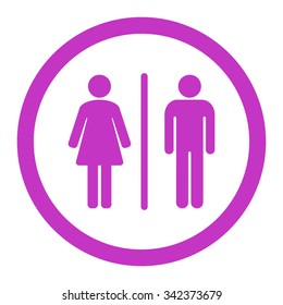 Toilets vector icon. Style is flat rounded symbol, violet color, rounded angles, white background.