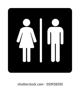 Toilets vector icon. Style is flat rounded square button, white and black colors, white background.