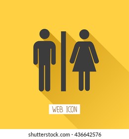 Toilets vector icon. Style is flat rounded symbol, black color, rounded angles, background.