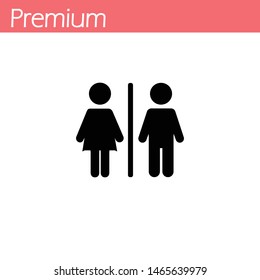 Toilets vector icon.Waterclose vector. Style is wc symbol, white background. Restroom illustration includes lady and gentleman figures, eps 10