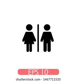 Toilets vector icon.Waterclose vector. Style is wc symbol, white background. Restroom illustration includes lady and gentleman figures, eps 10