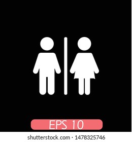 Toilets vector icon.Waterclose vector. Style is wc symbol, white background. Restroom illustration includes lady and gentleman figures, eps 10