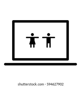 ToiletSign_Couple icon - Flat design, glyph style icon - Colored enclosed in a computer