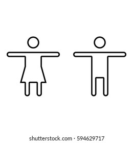 ToiletSign_Couple icon - Flat design, glyph style icon - Outline Black