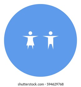 ToiletSign_Couple icon - Flat design, glyph style icon - White enclosed in a circle