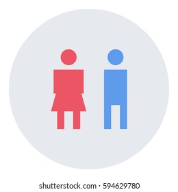 ToiletSign_Couple icon - Flat design, glyph style icon - Colored enclosed in a circle