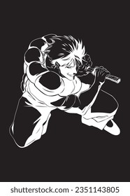 toji anime silhouette black and white