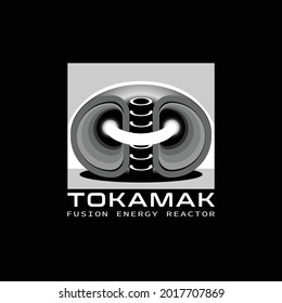 TOKAMAK FUSION ENERGY REACTOR 3D ILLUSTRATION BLACK AND WHITE