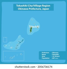 Tokashiki City Village Region Okinawa Prefecture Map, Japan