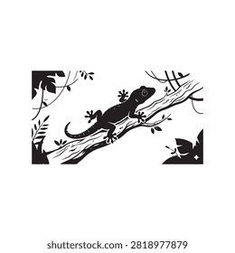 Tokay gecko silhouette vector flat illustration design.