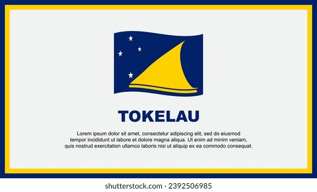 Plantilla de diseño de fondo de resumen de la bandera de Tokelau. Ilustración del vector de medios sociales del Día de la Independencia de Tokelau. Banner de Tokelau