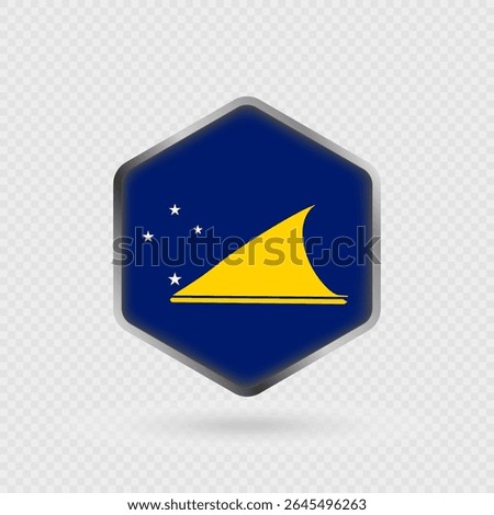 Tokelau Flag Icon in Hexagon Shape.